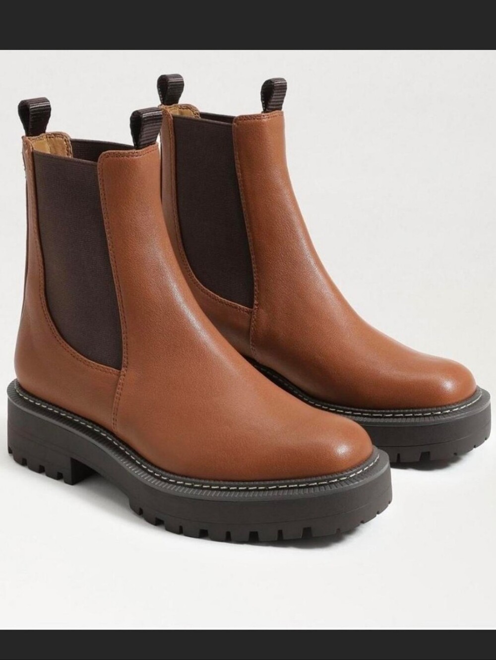 Sam Edelman Laguna Urban Utility Minimalist Platform Lug Sole Chelsea Boots 7.5M - Picture 15 of 16
